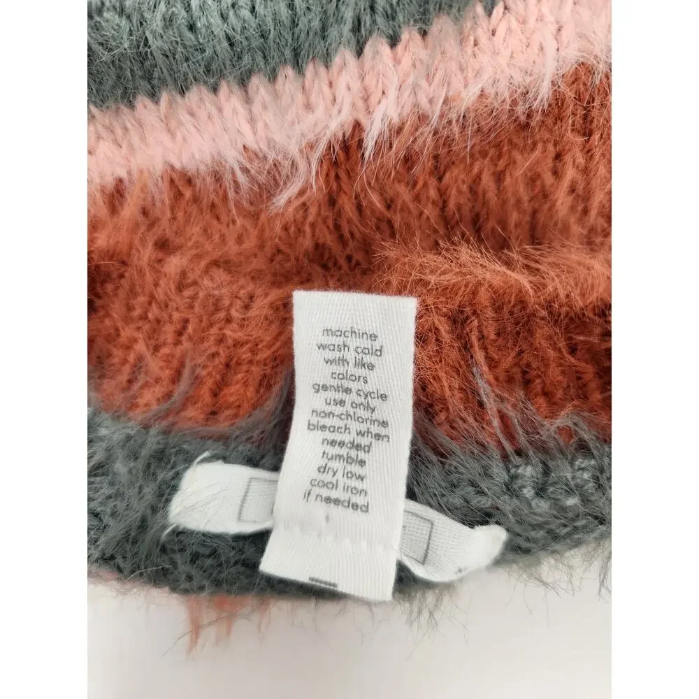Full Tilt Cropped Striped Sweater Size XL Long Sleeve Orange Green